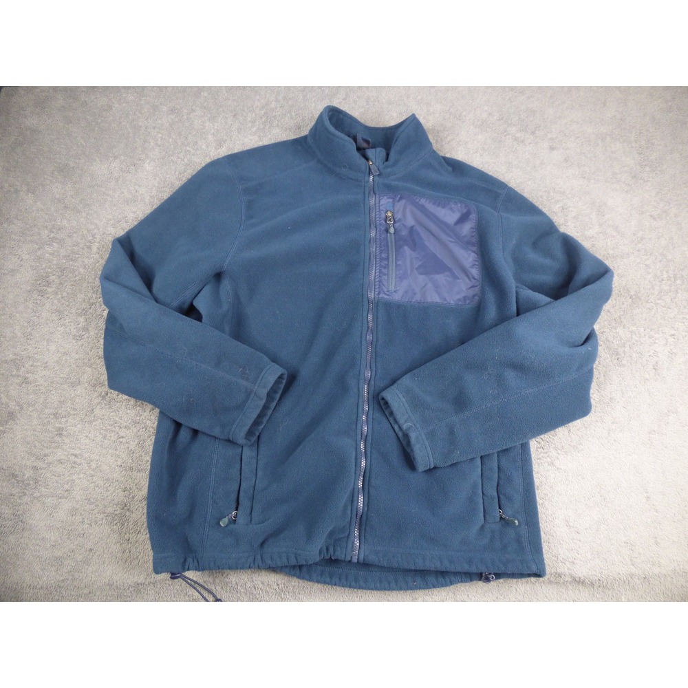 Vineyard Vines Mens XL Full Zip Fleece Jacket Navy Blue Mock Neck Pocket Logo